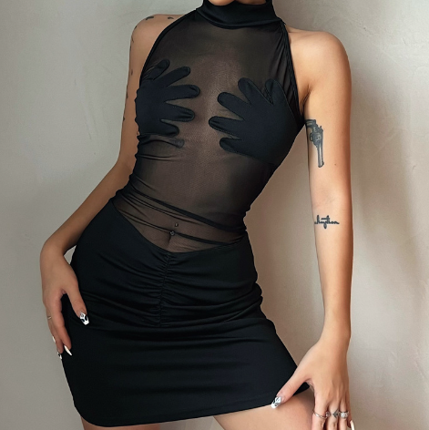 Women's Fashion Round Neck Slim Fit Hip Dress