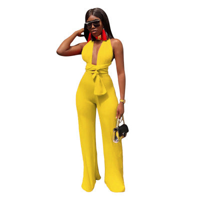 High-Waisted Cross-Back Jumpsuit
