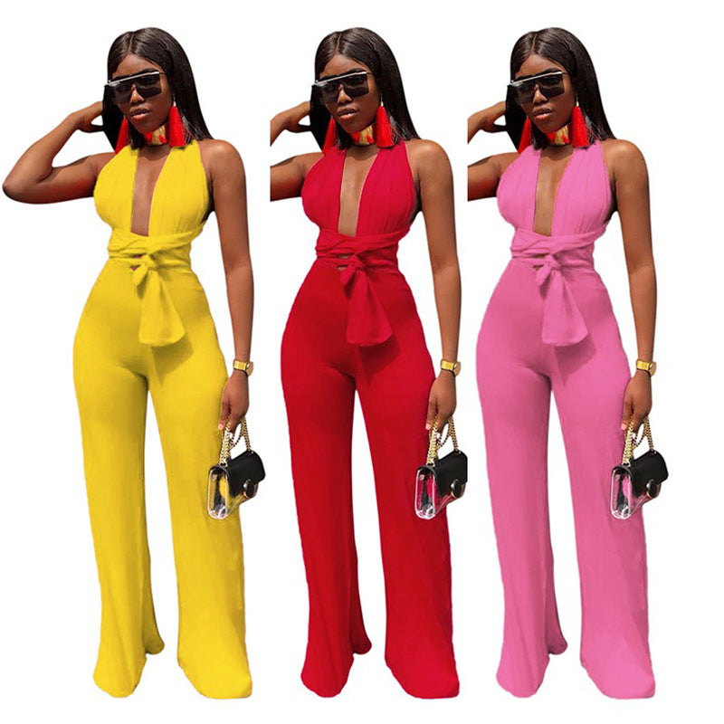 High-Waisted Cross-Back Jumpsuit