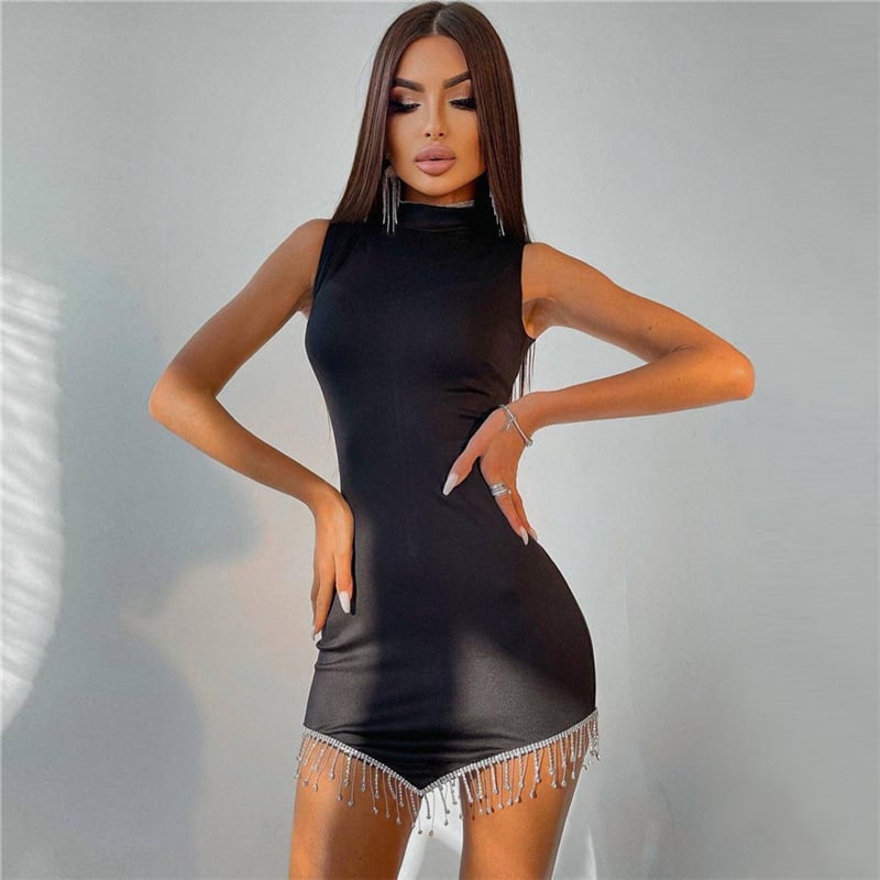 Women's Sleeveless Round Neck Slim Fit Hip Dress