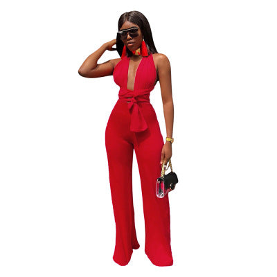 High-Waisted Cross-Back Jumpsuit